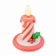 Canvas Print - Christmas candle icon in 3D style on a white background