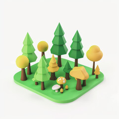 Wall Mural - Forest  icon in 3D style on a white background