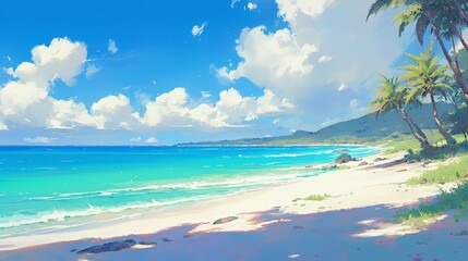 Beachscape with Calm Waves and Azure Sky