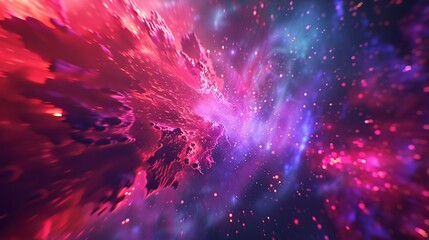 Wall Mural - Red Pink Purple Speed of Light in Galaxy Neon Glow Color - Explosion in Space Universe Background
