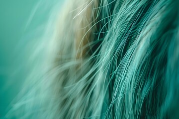 Green hair, weave, abstraction. Selective focus, shallow depth of field.