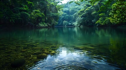 Canvas Print - Untouched Emerald Oasis Promoting Environmental Conservation through Serene Landscapes