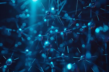 Abstract blue science background with interconnected nodes and lines, representing data, networking, and technology concepts.