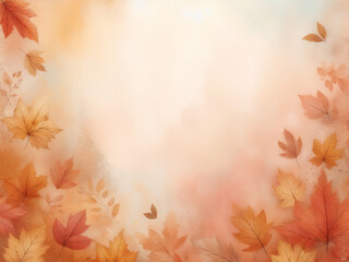 Wall Mural - Autumn background with leaves. AI