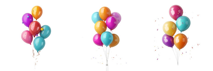 Colorful party balloons isolated on transparent background