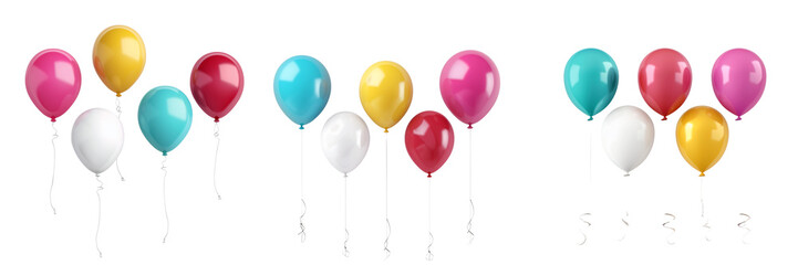 Colorful party balloons isolated on transparent background