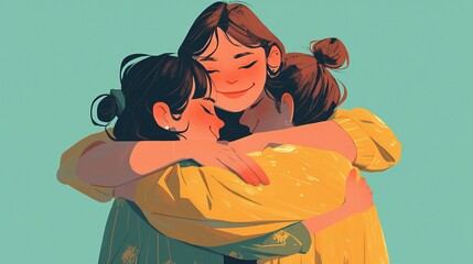 illustration of three people hugging to celebrate friendship day