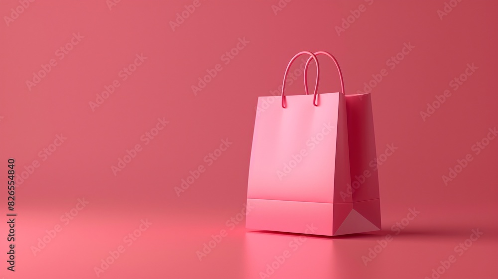 Minimalistic pink shopping bag on a pastel background, perfect for ...