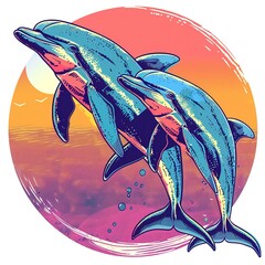 Wall Mural - Dolphins Vintage