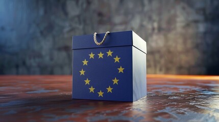 Wall Mural - European Union election concept - Ballot box with EU flag on background