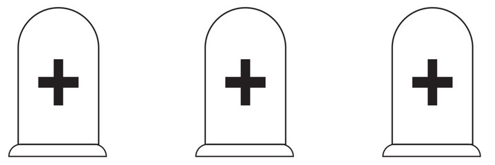 Tombstone line icon, outline vector sign, linear style pictogram isolated on white. Halloween holiday Symbol, logo illustration. Editable stroke