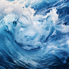 Poster - Aerial view to ocean waves. Blue water background
