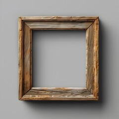 Poster - Rustic and Weathered Wooden Frame for Farmhouse Decor Isolated on Neutral Background with Copy Space