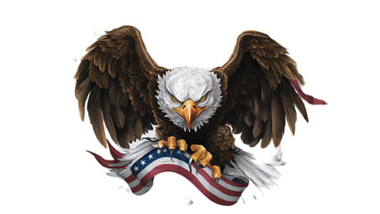 Wall Mural - USA 4th of july independence day bald eagle with american flag with fireworks, Generative ai.