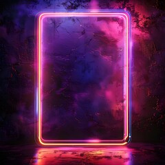 Wall Mural - Captivating Neon Frame against Dramatic Black Backdrop for Vibrant Modern Artwork