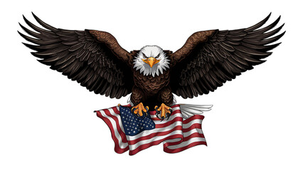 Wall Mural - USA 4th of july independence day bald eagle with american flag with fireworks, Generative ai.