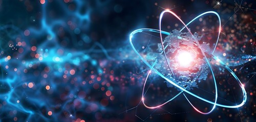 Wall Mural - atom explosion lights up the universe with boundless scientific discovery and potential