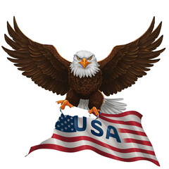 Wall Mural - USA 4th of july independence day bald eagle with american flag with fireworks, Generative ai.