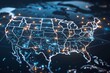 © dendyh7 - Digital map of america network connectivity created with generative ai
