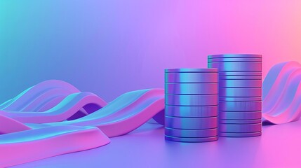 3 Photo of a database management icon in on a colorful abstract background