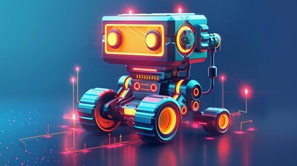 Illustration of an automation icon with vibrant colors and elements