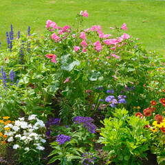 Wall Mural - Blossoming flowerbeds in the park