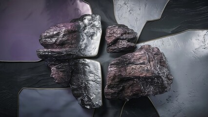 Wall Mural - Abstract background, which combines rock textures with metallic textures, yellow, gray and black colors.		