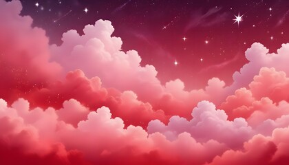 Wall Mural - a pastel rainbow unicorn background including sparkling stars. a hazy, pink, white and red fantasy s