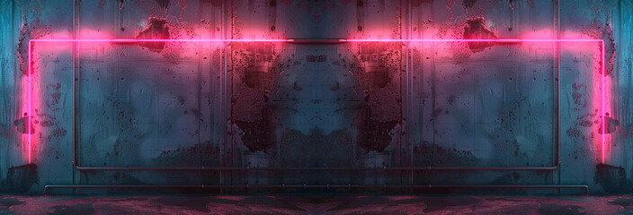 Wall Mural - old concrete wall neon light.