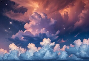Wall Mural - a pastel rainbow unicorn background including sparkling stars. a hazy, pink fantasy sky. charming ho