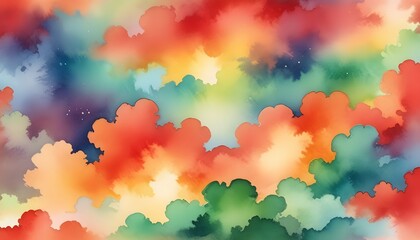 Wall Mural - a pastel rainbow unicorn background including sparkling stars. a hazy, green, red fantasy sky. charm