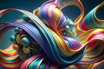 A stunning 3D rendering colored ribbon in a variety of styles, more unique and visually descriptive.