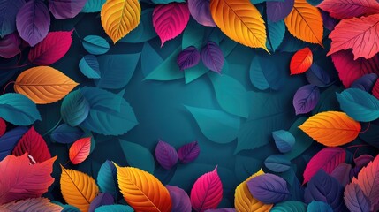 Wall Mural - Design of Colorful Background with Lovely Leaves