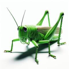 Wall Mural - green grasshopper on white background