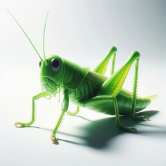 Wall Mural - green grasshopper on white background