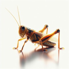 Wall Mural - green grasshopper on white background