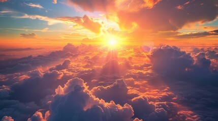 Wall Mural - Sky at twilight illuminated by the setting sun amidst beautiful clouds