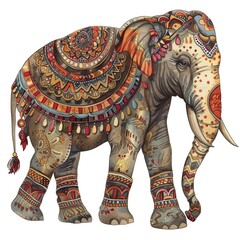 Wall Mural - Elephants cartoon Bohemian