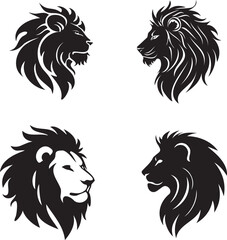 Wall Mural - Set of lions Vector on white background	