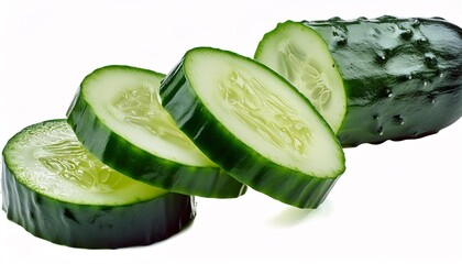 Wall Mural - Cucumber slice isolated on white background.