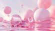 © Ailee Tian - 3D spheres floating around the water in pink and white colors.