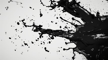 Wall Mural - A black ink splattered on a white background.