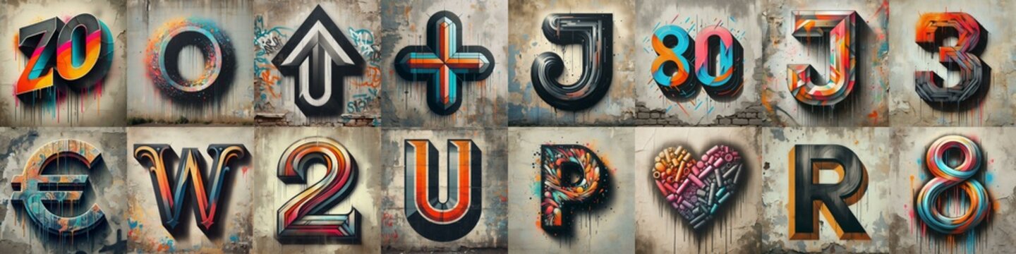 Graffiti style Lettering Typeface. AI generated illustration