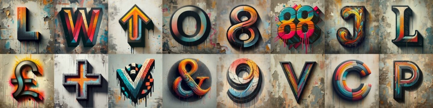 Graffiti style Lettering Typeface. AI generated illustration