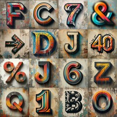 Graffiti style Lettering Typeface. AI generated illustration