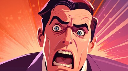 Wall Mural - A man with a very angry expression on his face. The man is wearing a suit and tie