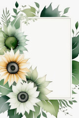 Wall Mural - Wedding invitation template with sunflowers for cover, invitation template, wedding card, menu design in watercolor style.