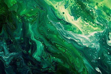 Wall Mural - Vivid green and black fluid art pattern, perfect for creative backgrounds