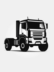 Wall Mural - A black and white truck with a white trailer