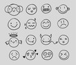 © Alina Nikitaeva - Cute smiles faces hand drawn doodle  winking crying happy sad emotion character.